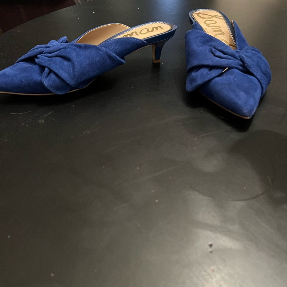 Elegant Blue Suede Mules